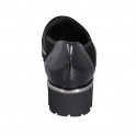 Chaussure pour femmes avec elastiques et strass en daim et cuir verni noir talon compensé 4 - Pointures disponibles:  32, 34, 42, 43