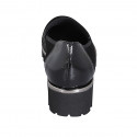 Chaussure pour femmes avec elastiques et strass en daim et cuir verni noir talon compensé 4 - Pointures disponibles:  42