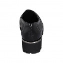 Chaussure fermée pour femmes avec elastiques en cuir et cuir brossé noir talon compensé 4 - Pointures disponibles:  42, 44, 45