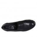 Zapato para mujer con elasticos en piel y piel cepillada negra cuña 4 - Tallas disponibles:  32, 33, 34, 42, 44, 45