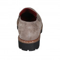 Mocasín para mujer con cadena y plantilla extraible en gamuza gris pardo tacon 3 - Tallas disponibles:  45