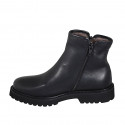 Woman's ankle boot with zippers and fur lining in black leather heel 3 - Available sizes:  45