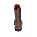 Bottines pour femmes avec fermeture éclair et elastique en cuir brun clair talon 3 - Pointures disponibles:  32, 45