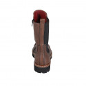 Woman's ankle boot with zipper and elastic band in brown leather heel 3 - Available sizes:  45