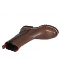 Botin para mujer con cremallera y elastico en piel brun claro tacon 3 - Tallas disponibles:  32, 45