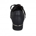 Woman's laced shoe with zipper and removable insole in black leather wedge heel 3 - Available sizes:  31, 42