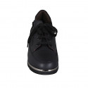 Chaussure à lacets pour femmes avec fermeture éclair et semelle amovible en cuir noir talon compensé 3 - Pointures disponibles:  31, 42