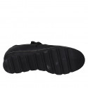 Zapato para mujer con cordones, plantilla extraible y cremallera en piel negra cuña 3 - Tallas disponibles:  31, 42