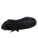 Chaussure à lacets pour femmes avec fermeture éclair et semelle amovible en cuir noir talon compensé 3 - Pointures disponibles:  31, 42