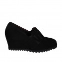 Chaussure fermée pour femmes avec elastiques et semelle amovible en daim noir talon compensé 6 - Pointures disponibles:  42, 43