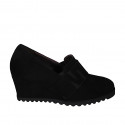 Chaussure fermée pour femmes avec elastiques et semelle amovible en daim noir talon compensé 6 - Pointures disponibles:  34, 42, 43, 44, 45