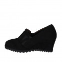 Chaussure fermée pour femmes avec elastiques et semelle amovible en daim noir talon compensé 6 - Pointures disponibles:  34, 42, 43, 44, 45