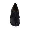 Woman's shoe with elastic bands in black patent leather heel 6 - Available sizes:  43, 45