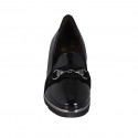 Chaussure fermée pour femmes avec elastiques, accessoire et semelle amovible en cuir verni noir talon compensé 4 - Pointures disponibles:  34, 42