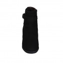 Bottines pour femmes avec semelle amovible, boucle, elastique et fermeture éclair en daim noir talon 6 - Pointures disponibles:  33, 44