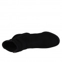 Bottines pour femmes avec semelle amovible, boucle, elastique et fermeture éclair en daim noir talon 6 - Pointures disponibles:  33, 44