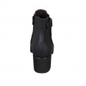Bottines pour femmes avec semelle amovible, boucle, elastique et fermeture éclair en cuir noir talon 5 - Pointures disponibles:  42, 45