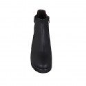 Bottines pour femmes avec semelle amovible, boucle, elastique et fermeture éclair en cuir noir talon 5 - Pointures disponibles:  42, 45