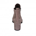 Woman's ankle boot in taupe suede with zippers and removable insole heel 6 - Available sizes:  43