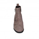 Woman's ankle boot in taupe suede with zippers and removable insole heel 6 - Available sizes:  43, 45