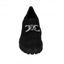Mocasino deportivo para mujer con cadena en gamuza negra tacon 5 - Tallas disponibles:  45