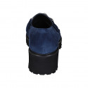 Woman's casual mocassin with chain in blue suede heel 5 - Available sizes:  45