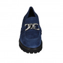 Woman's casual mocassin with chain in blue suede heel 5 - Available sizes:  45