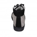 Zapato con cordones para mujer en gamuza negra y gris pardo cuña 3 - Tallas disponibles:  32, 33, 34, 42, 43, 45
