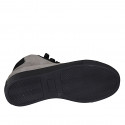 Chaussure pour femmes à lacets en daim noir et taupe talon compensé 3 - Pointures disponibles:  32, 33, 34, 42, 43, 45