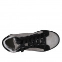 Zapato con cordones para mujer en gamuza negra y gris pardo cuña 3 - Tallas disponibles:  32, 33, 34, 42, 43, 45