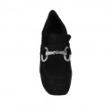 Woman's mocassin with platform and accessory in black suede heel 10 - Available sizes:  33, 34, 42, 44, 45