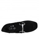 Mocassin pour femmes avec plateforme et accesoire en daim noir talon 10 - Pointures disponibles:  42