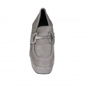 Woman's mocassin with platform and accessory in grey suede heel 10 - Available sizes:  34, 42, 43, 44, 45