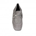 Woman's mocassin with platform and accessory in grey suede heel 10 - Available sizes:  34, 42, 43, 44
