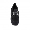 Woman's loafer in black leather with chain and platform heel 10 - Available sizes:  32, 42, 43