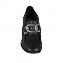Mocassin pour femmes en cuir noir avec chaîne talon 7 - Pointures disponibles:  32, 44