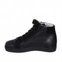 Scarpa stringata da donna in pelle e camoscio nero zeppa 3 - Misure disponibili: 32, 33, 44
