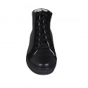 Woman's laced shoe in black leather and suede wedge heel 3 - Available sizes:  32, 33, 43, 44, 45