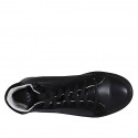 Zapato con cordones para mujer en piel y gamuza negra cuña 3 - Tallas disponibles:  32, 33, 43, 44, 45
