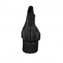 Botines a punta redonda para mujer con elasticos en piel negra con tacon 5 - Tallas disponibles:  45