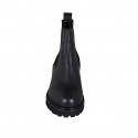 Bottines à bout rondu pour femmes avec elastiques en cuir noir avec talon 5 - Pointures disponibles:  45