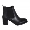 Woman's ankle boot with elastic bands in black leather heel 5 - Available sizes:  45