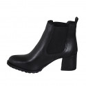Woman's ankle boot with elastic bands in black leather heel 5 - Available sizes:  45
