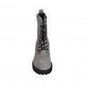 Woman's laced ankle boot with zippers in taupe suede heel 5 - Available sizes:  32, 43