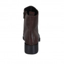 Woman's ankle boot with zipper and squared tip in brown leather heel 4 - Available sizes:  32, 33, 43
