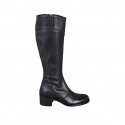 Bottes pour femmes en cuir lisse noir avec fermeture éclair talon 5 - Pointures disponibles:  33, 43