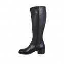 Bottes pour femmes en cuir lisse noir avec fermeture éclair talon 5 - Pointures disponibles:  33, 43