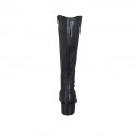 Bottes pour femmes en cuir lisse noir avec fermeture éclair talon 5 - Pointures disponibles:  33, 43