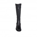 Bottes pour femmes en cuir lisse noir avec fermeture éclair talon 5 - Pointures disponibles:  33, 43