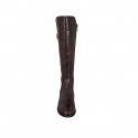 Woman's boot in brown leather with zipper and buckle heel 3 - Available sizes:  33
